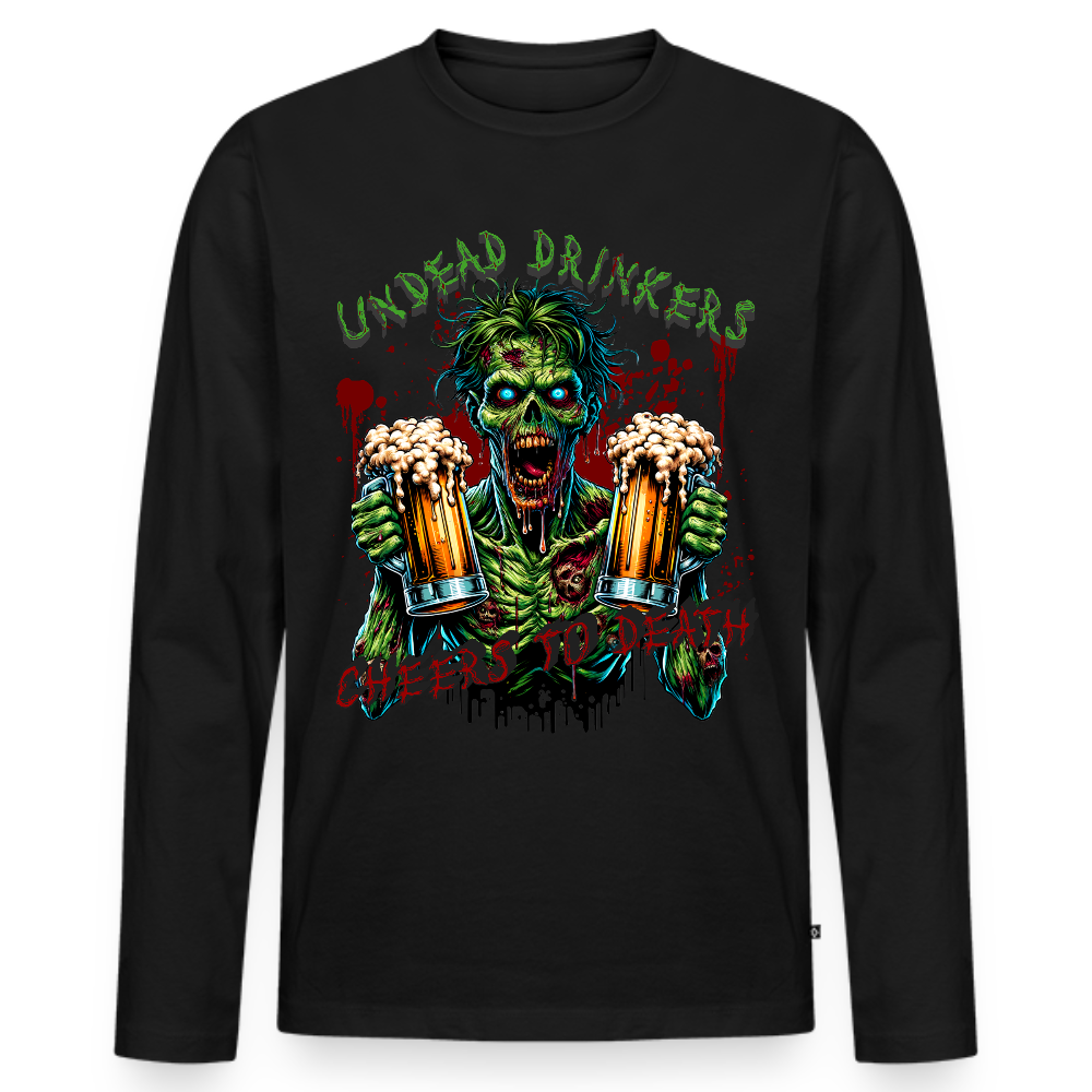 Undead Drinkers – Cheers to Death - Männer Premium Bio Langarmshirt - Schwarz