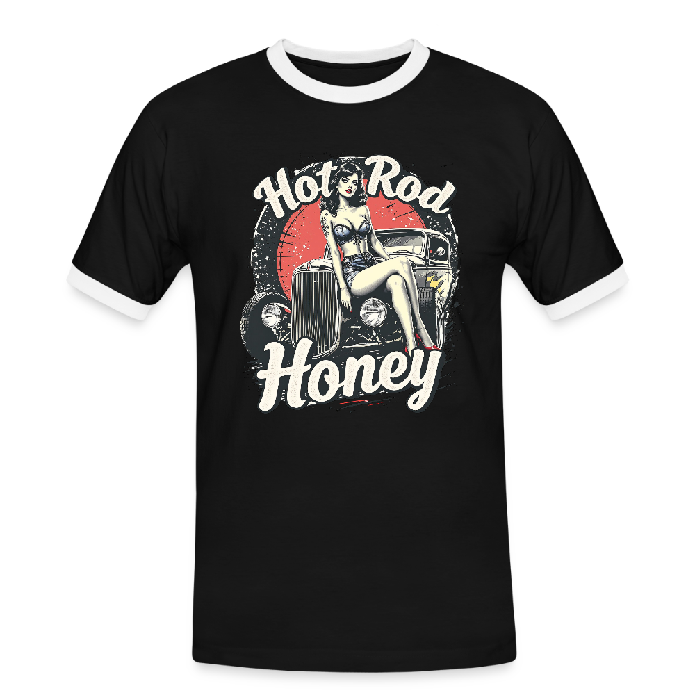 Hot Rod Honey - Männer Kontrast-T-Shirt - Schwarz/Weiß