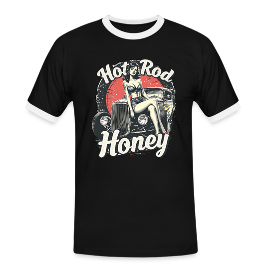 Hot Rod Honey - Männer Kontrast-T-Shirt - Schwarz/Weiß