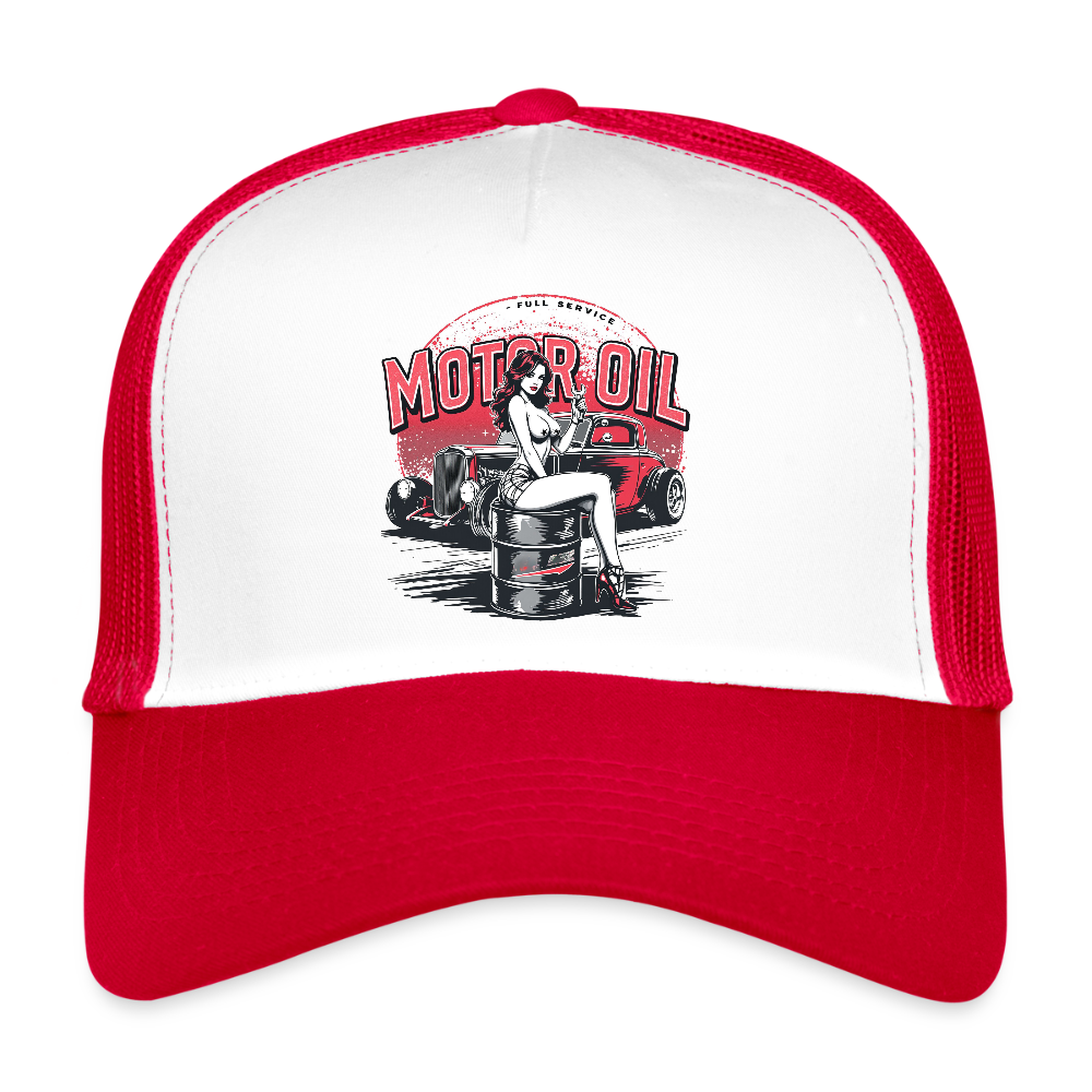 Motor Oil – Full Service Babe - Trucker Cap - Weiß/Rot