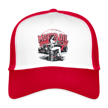 Motor Oil – Full Service Babe - Trucker Cap - Weiß/Rot