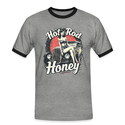 Hot Rod Honey - Männer Kontrast-T-Shirt - Grau meliert/Schwarz