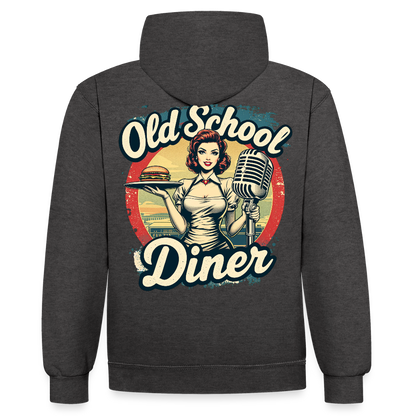 Old School Diner – Classic 50s Style - Kontrast-Hoodie - Anthrazit/Schwarz