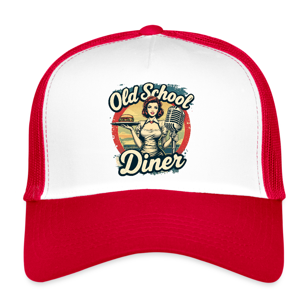Old School Diner – Trucker Cap - Weiß/Rot
