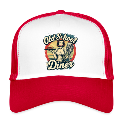 Old School Diner – Trucker Cap - Weiß/Rot