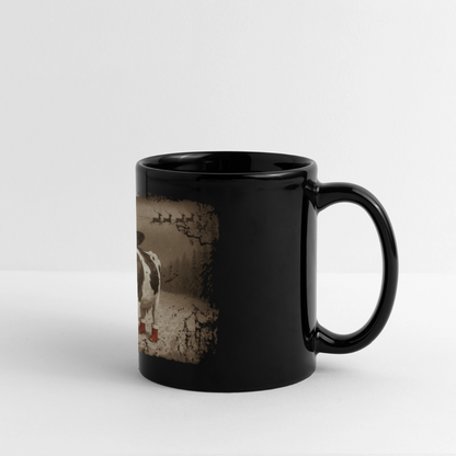 Weihnachtswahn auf der Weide - Panoramatasse - Schwarz