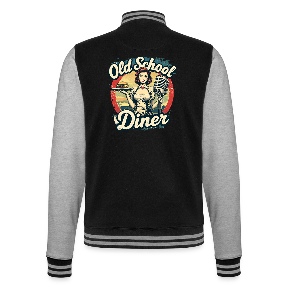Old School Diner – Classic 50s Style - College-Sweatjacke - Schwarz/Grau meliert