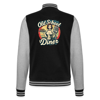 Old School Diner – Classic 50s Style - College-Sweatjacke - Schwarz/Grau meliert