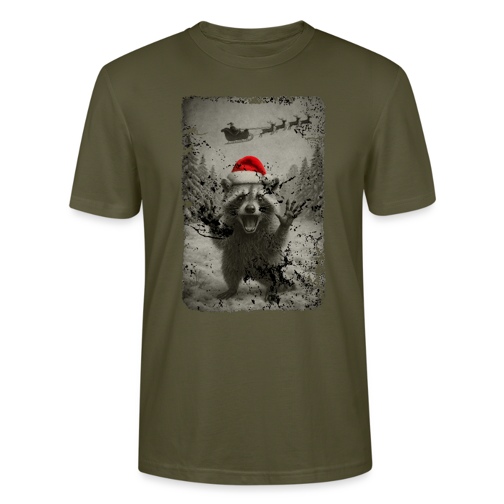 Lustiger Waschbär zu Weihnachten – Vintage Xmas Shirt - Premium T-Shirt - Khaki
