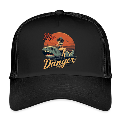Miss Danger – Vintage Pin-Up Squadron - Trucker Cap - Schwarz/Schwarz