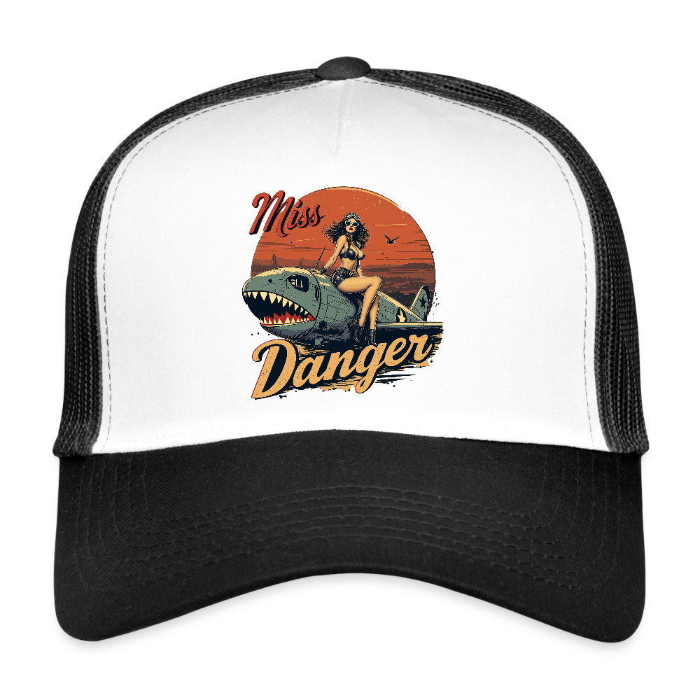Miss Danger – Vintage Pin-Up Squadron - Trucker Cap - Weiß/Schwarz