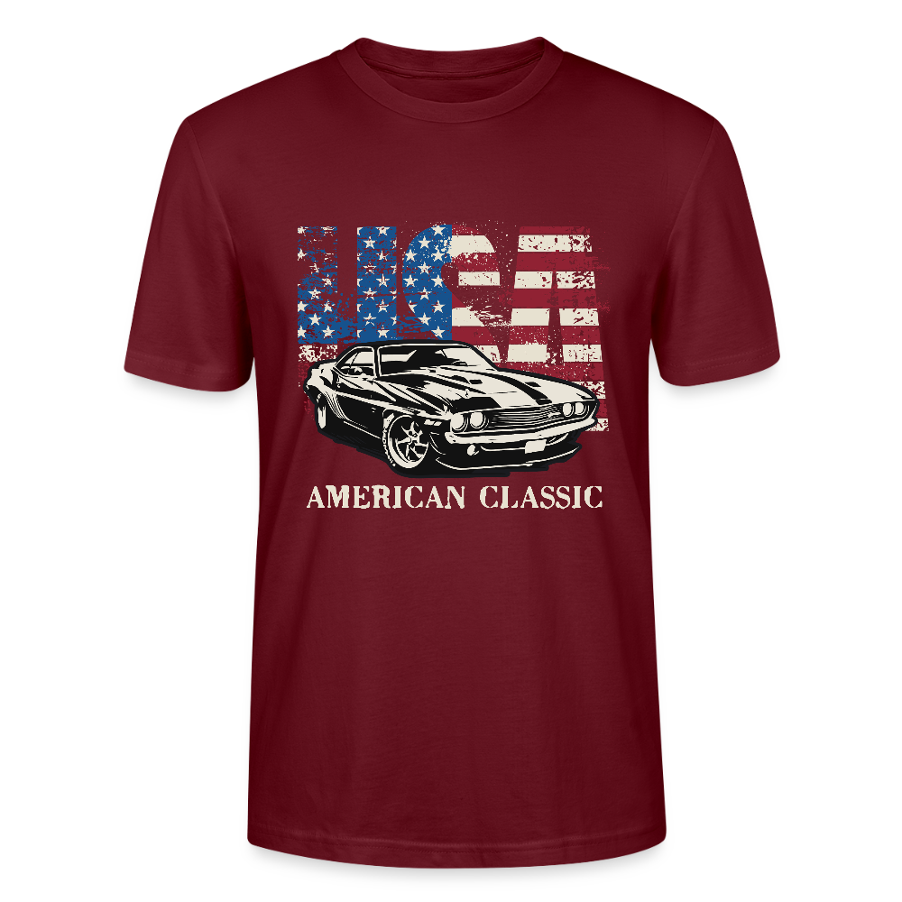 USA American Classic – Muscle Car & Flag - Stanley/Stella Unisex T-Shirt CRAFTER - Burgunderrot