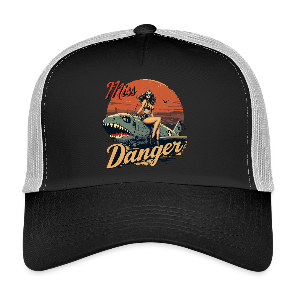Miss Danger – Vintage Pin-Up Squadron - Trucker Cap - Schwarz/Steingrau