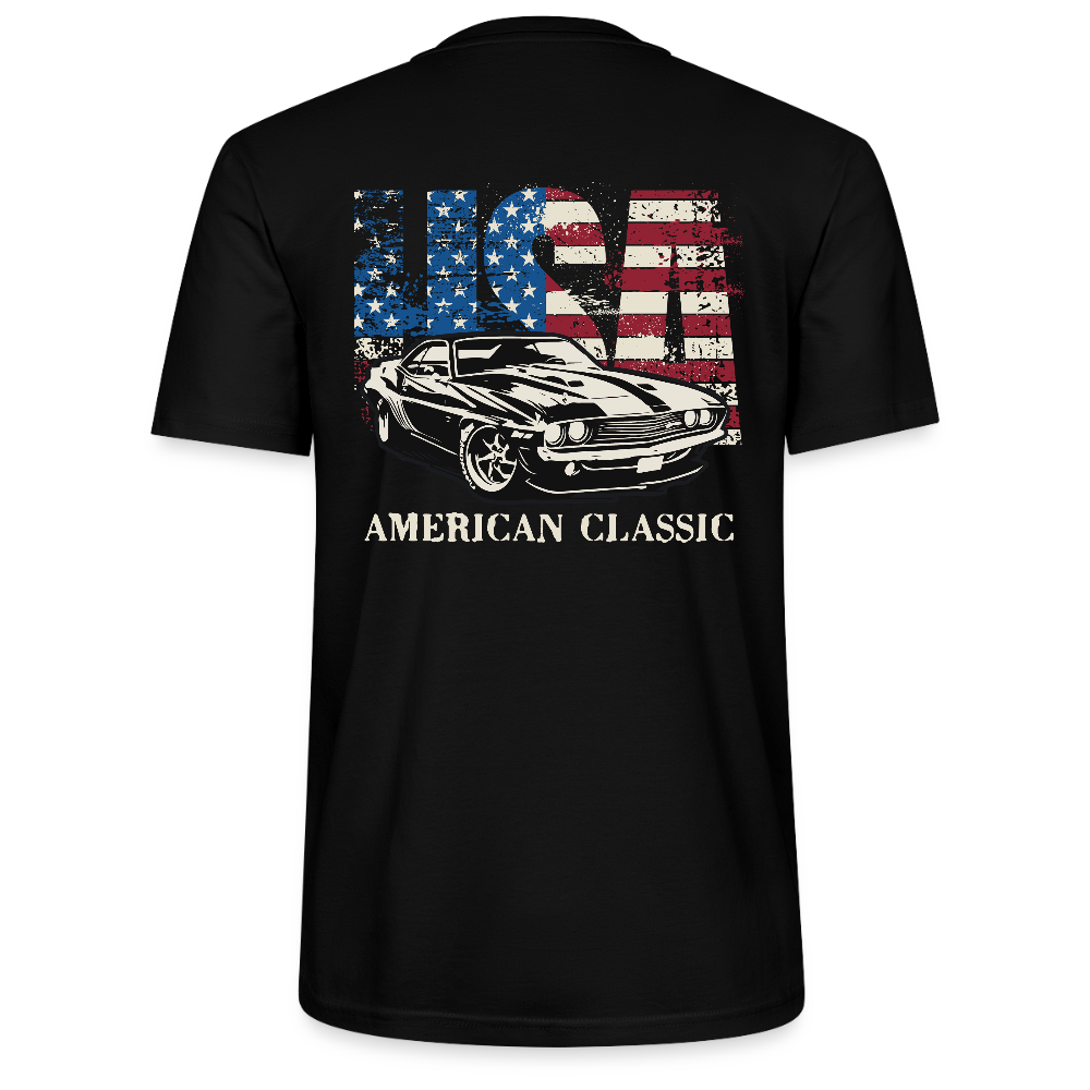 Backprint USA American Classic – Muscle Car & Flag  Stanley/Stella Unisex T-Shirt CRAFTER - Schwarz
