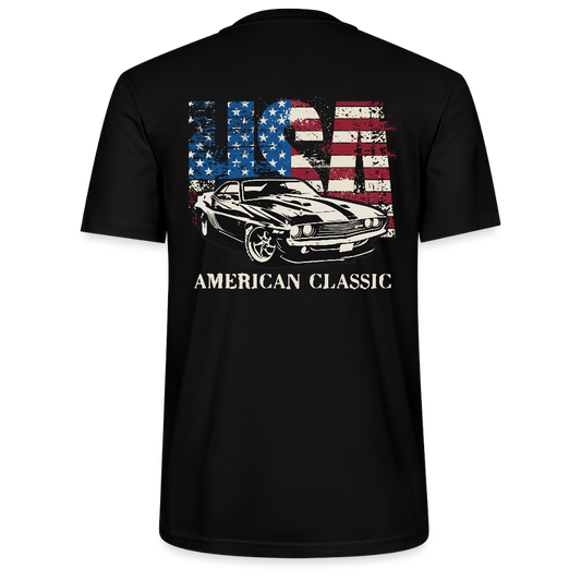Backprint USA American Classic – Muscle Car & Flag  Stanley/Stella Unisex T-Shirt CRAFTER - Schwarz