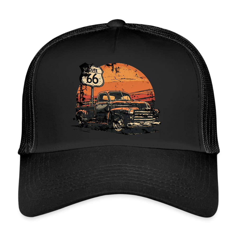 Route 66 Garage – Trucker Cap - Schwarz/Schwarz