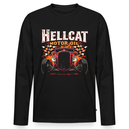 Hellcat Motor Oil – Speed & Power  - Männer Premium Bio Langarmshirt - Schwarz