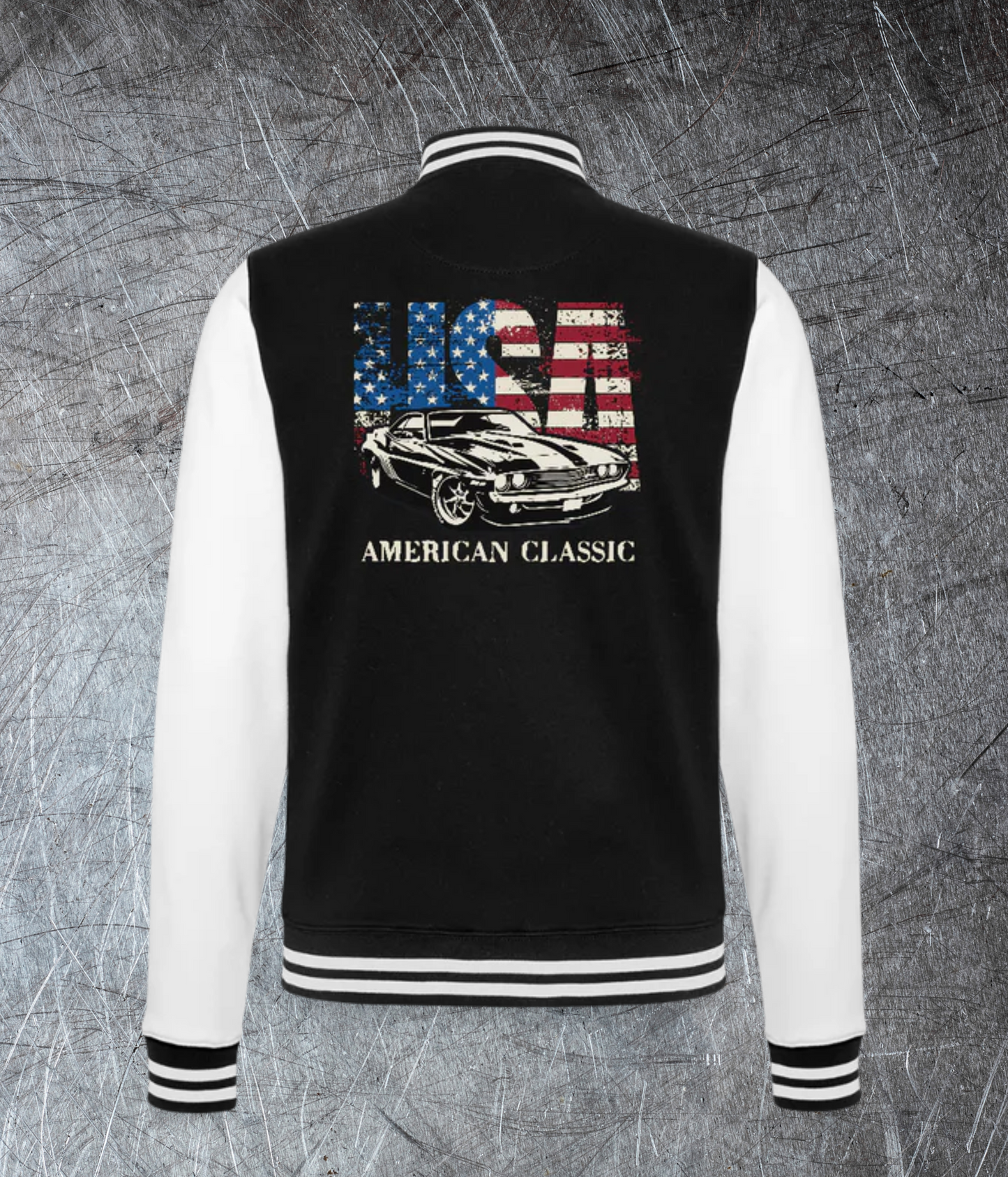 😎🤙 USA American Classic – Muscle Car & Flag  - College-Sweatjacke