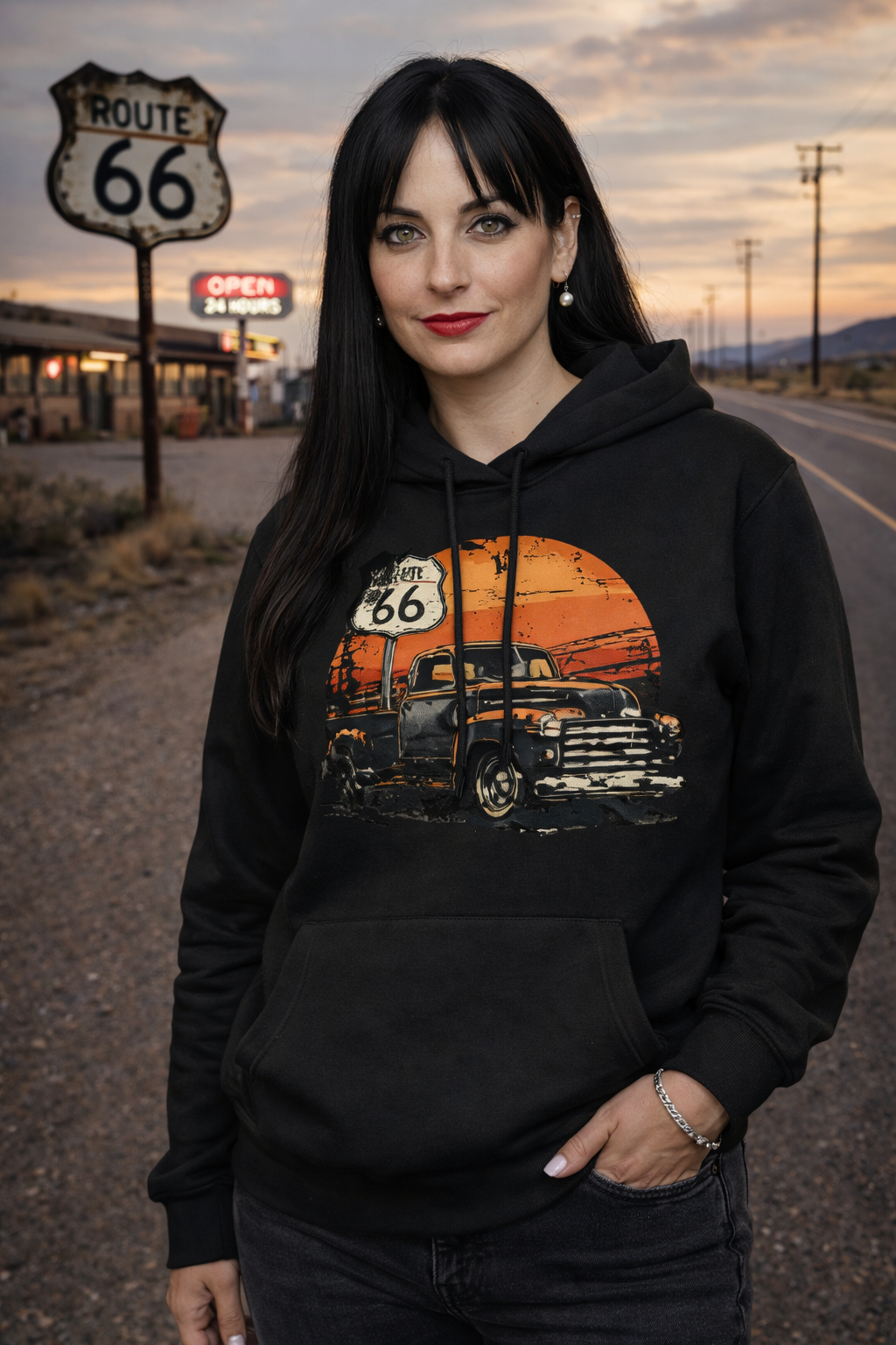 Route 66 Garage - Frauen Premium Hoodie