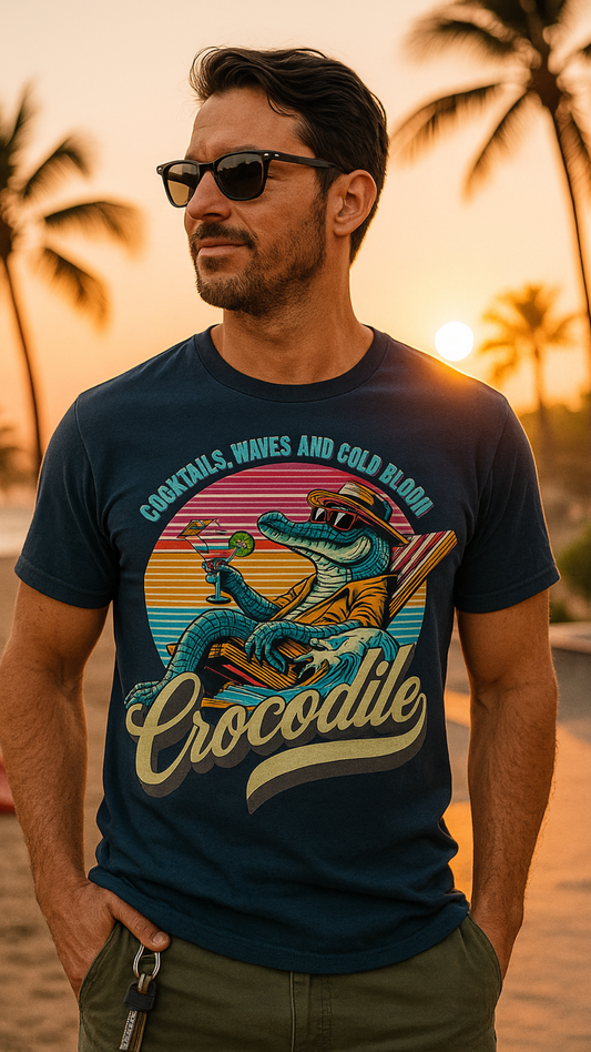 Cocktails, Waves & Cold Blood – Crocodile Chill  Premium T-Shirt