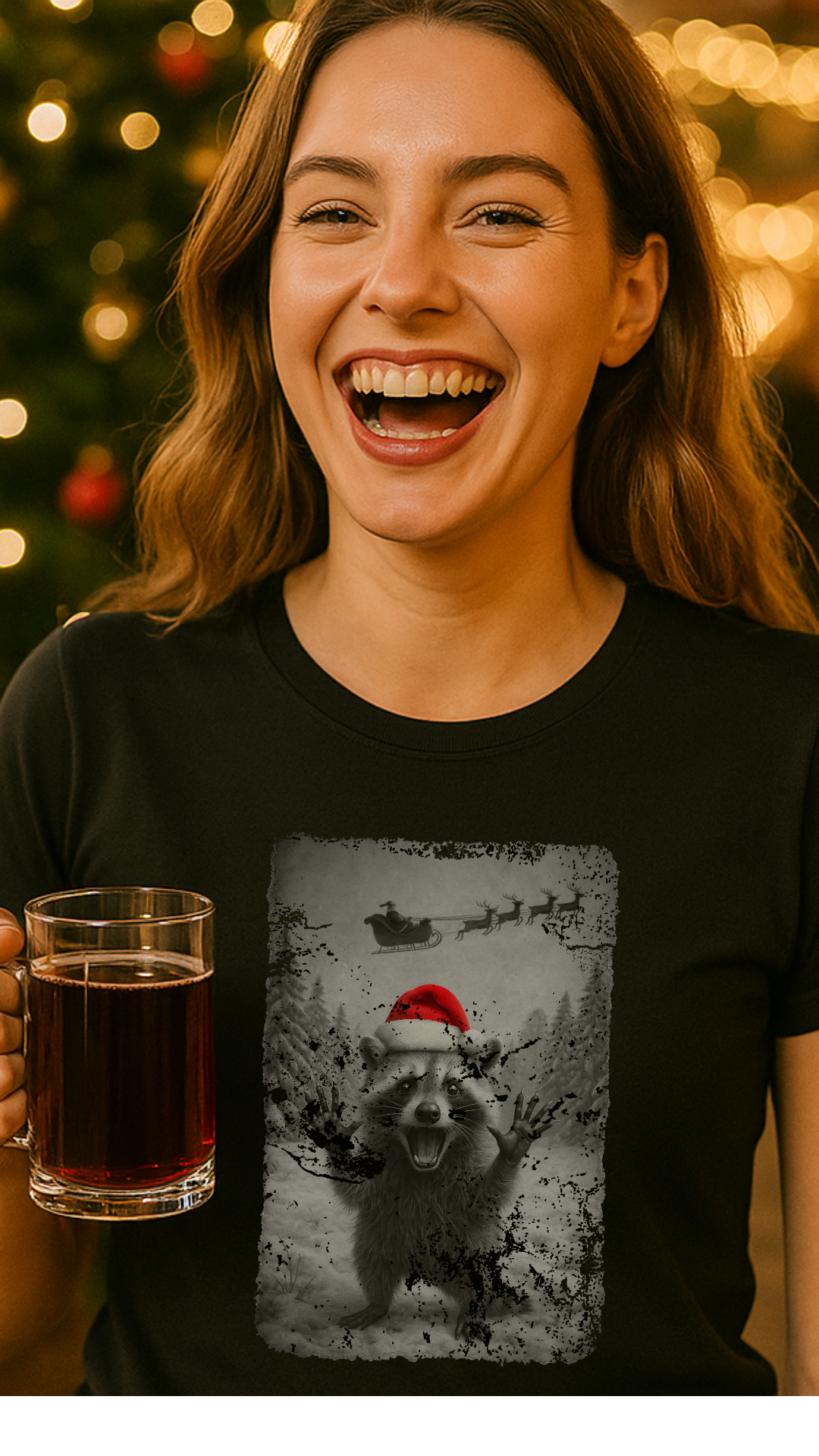 Lustiger Waschbär zu Weihnachten – Vintage Xmas Shirt - Premium T-Shirt