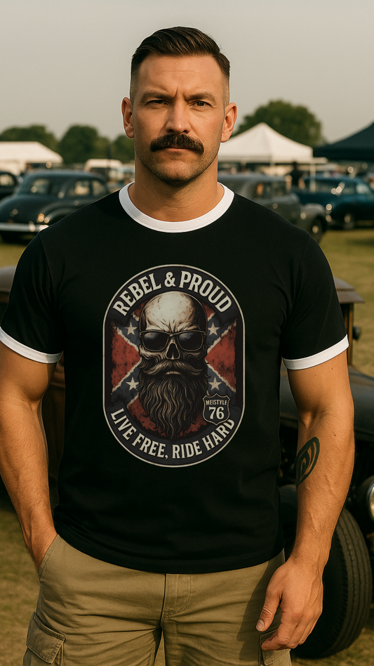 😎🤙 Rebel & Proud – Ride Hard - Männer Kontrast-T-Shirt