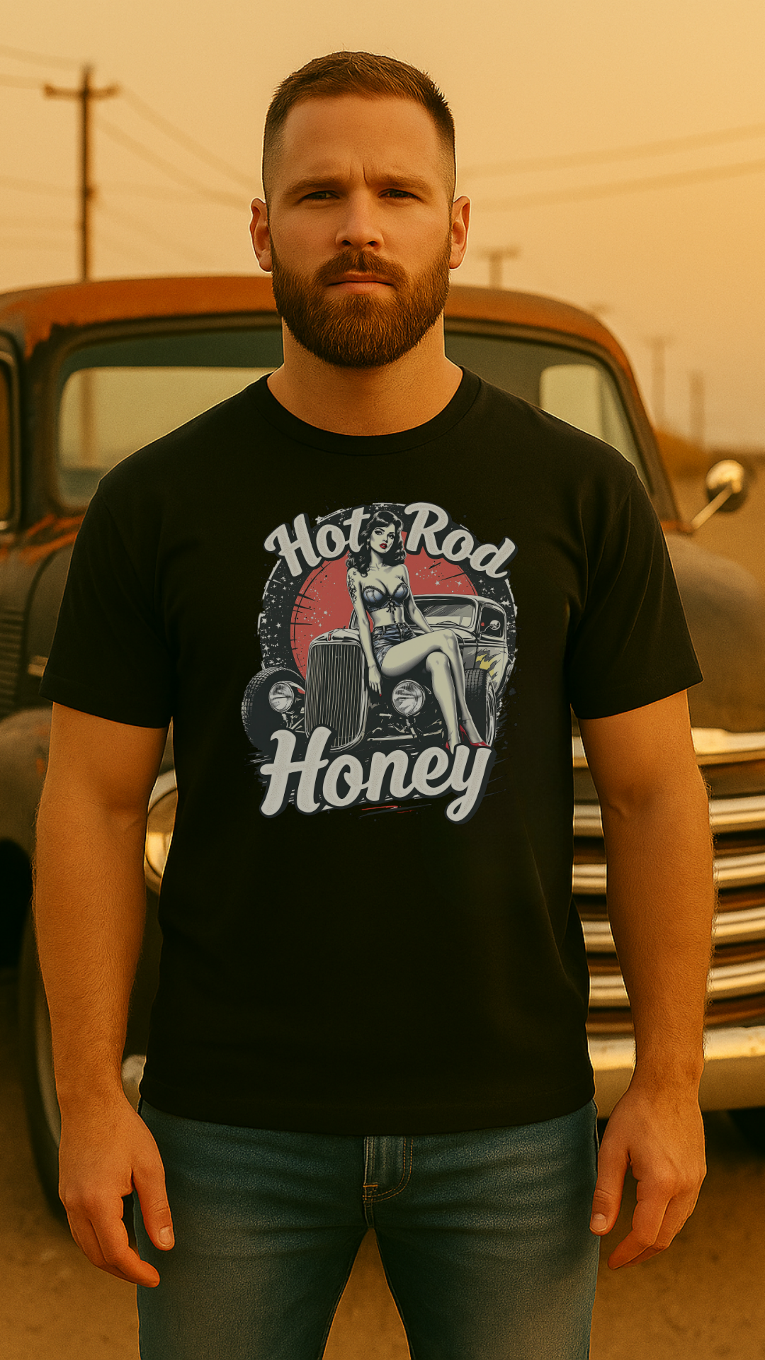 Hot Rod Honey Vintage Pin Up Retro Car Girl