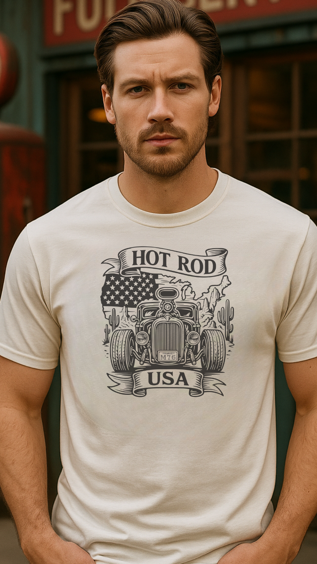 Hot Rod USA – Desert Ride Design - Premium T-Shirt