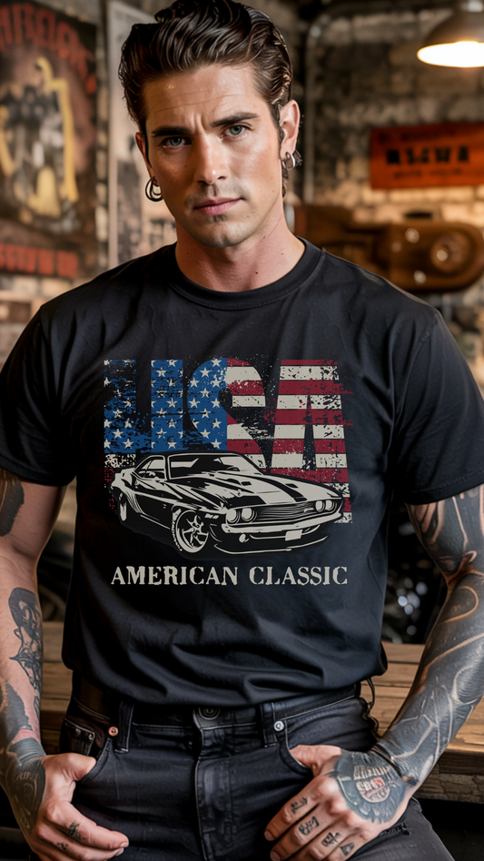 🗽USA American Classic – Muscle Car & Flag