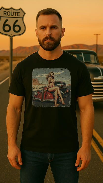 Desert Queen – Pin-up Girl mit Hot Rod - Männer Premium T-Shirt