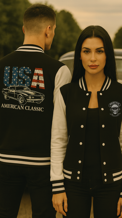 😎🤙 USA American Classic – Muscle Car & Flag  - College-Sweatjacke