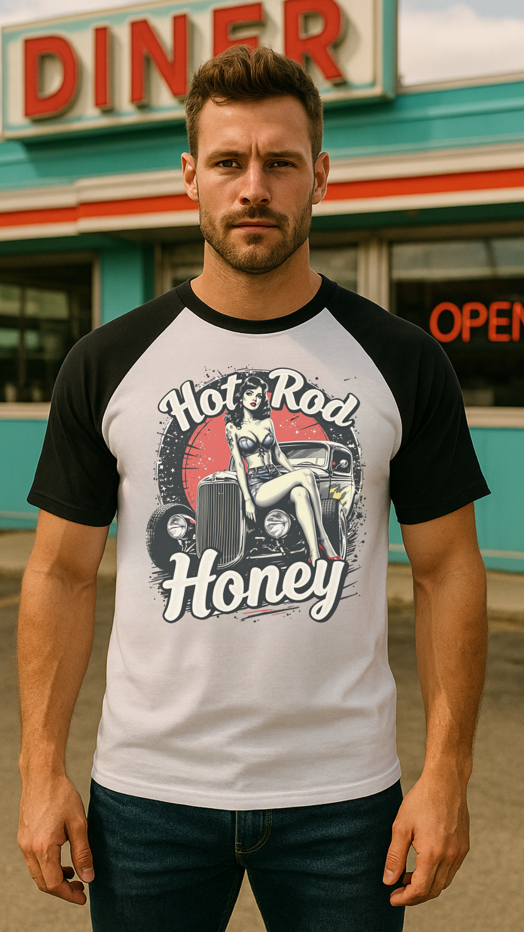 Hot Rod Honey - Männer Baseball-T-Shirt