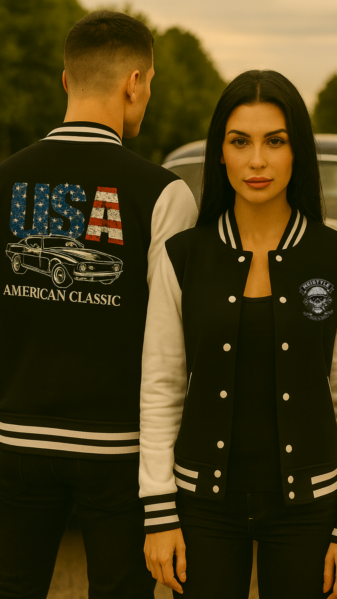 USA American Classic – Muscle Car & Flag  - Collegejacke