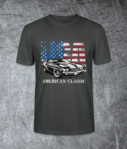 American Classic – Muscle Car & Flag - Premium T-Shirt