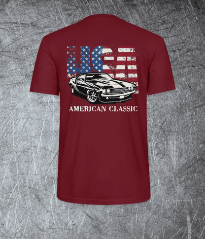 American Classic – Muscle Car & Flag - Rückendruck - Premium T-Shirt