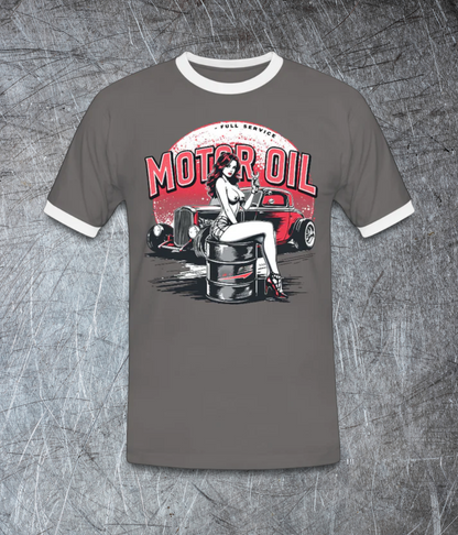 Motor Oil – Full Service Babe - Männer Kontrast-T-Shirt