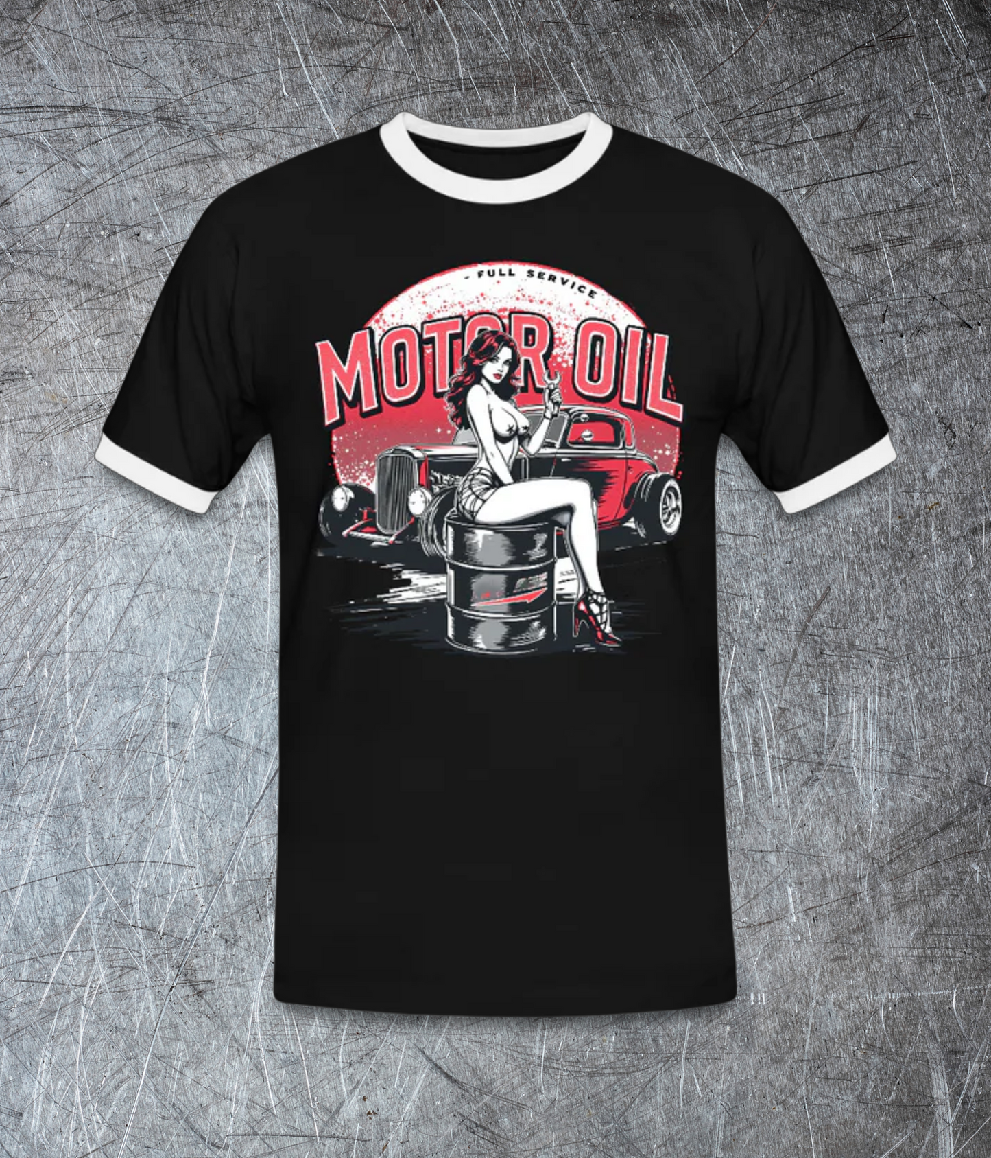 Motor Oil – Full Service Babe - Männer Kontrast-T-Shirt