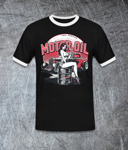 Motor Oil – Full Service Babe - Männer Kontrast-T-Shirt