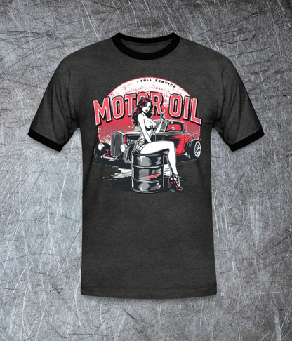 Motor Oil – Full Service Babe - Männer Kontrast-T-Shirt