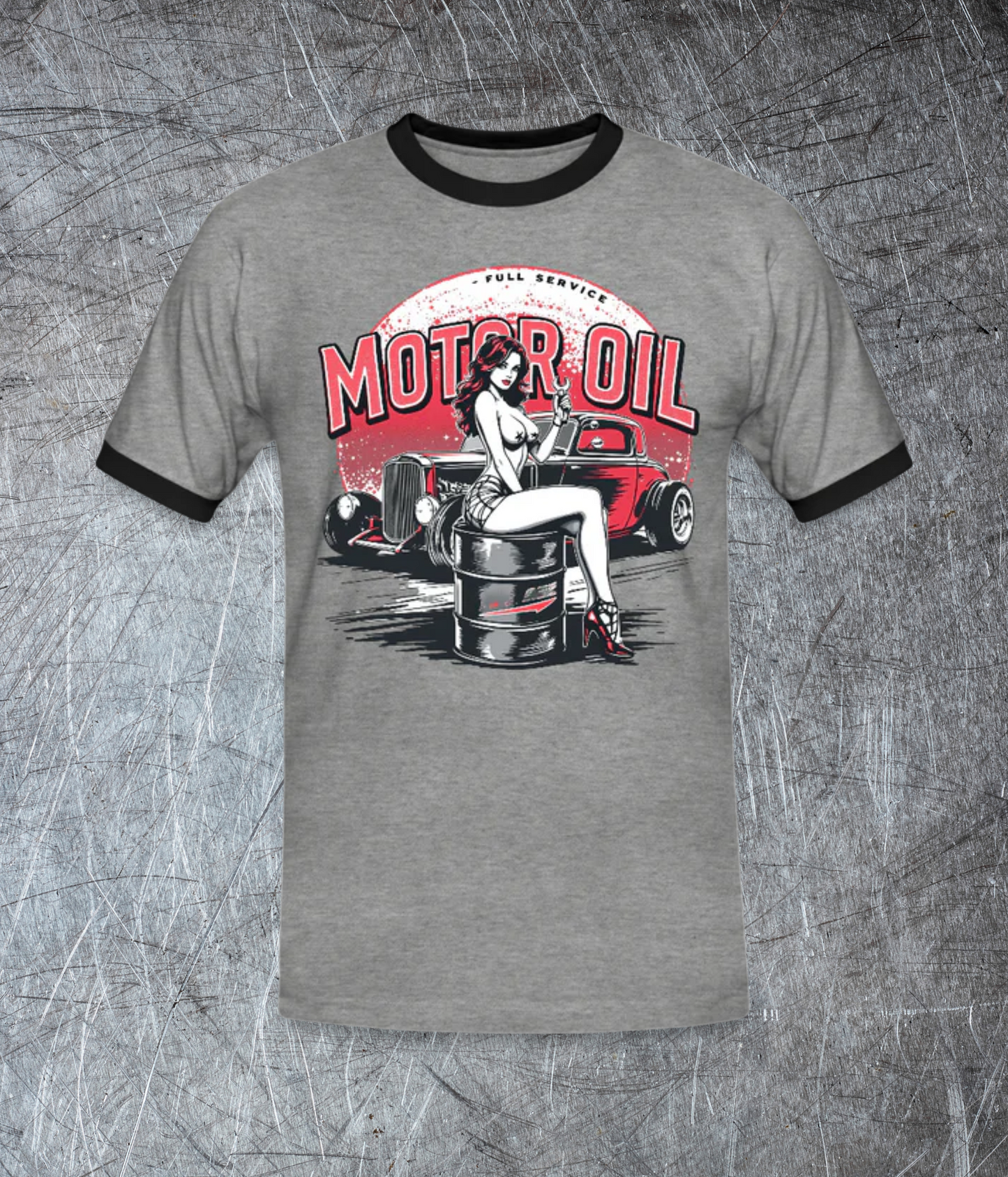 Motor Oil – Full Service Babe - Männer Kontrast-T-Shirt