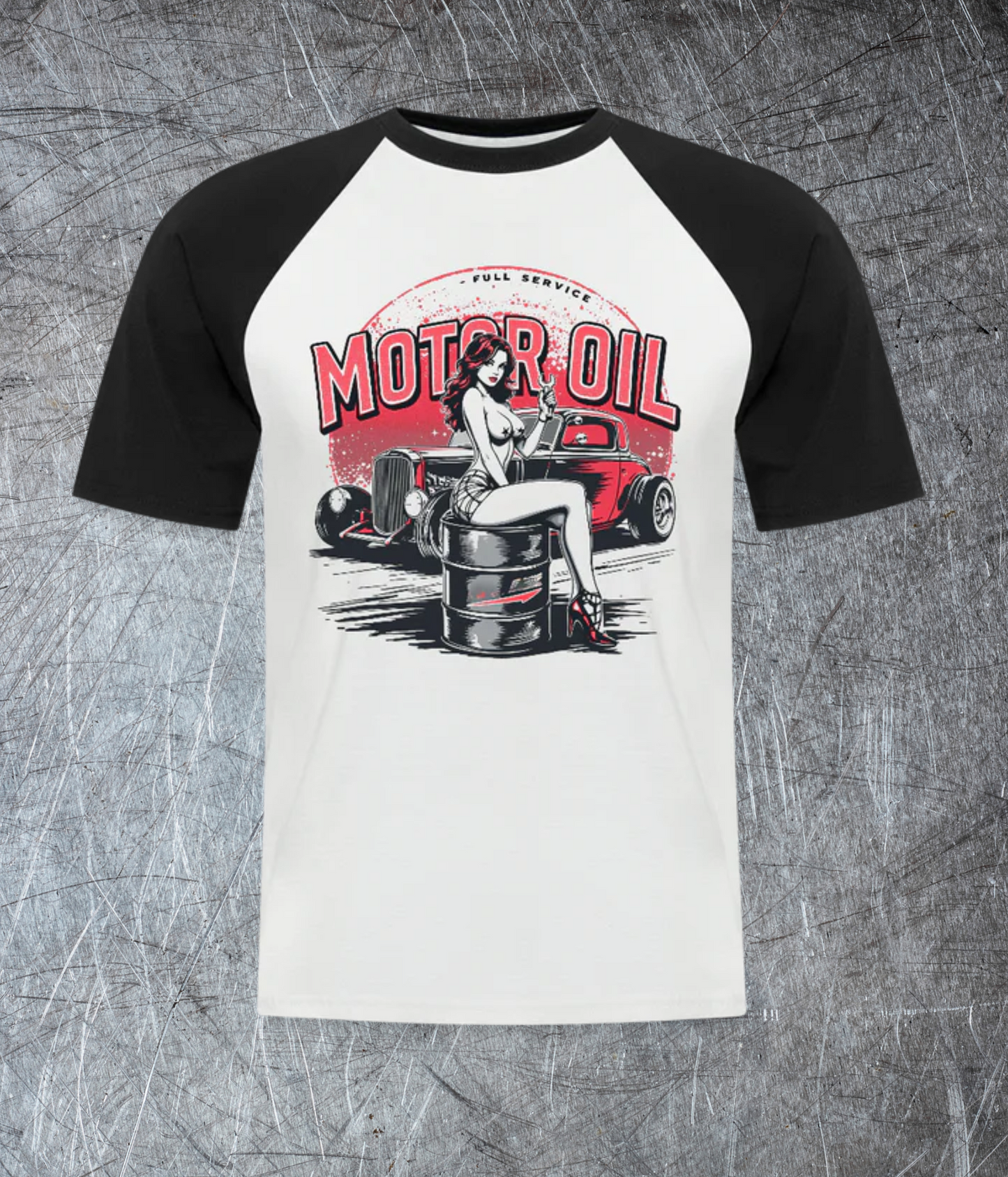 Motor Oil – Full Service Babe - Männer Baseball-T-Shirt