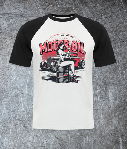 Motor Oil – Full Service Babe - Männer Baseball-T-Shirt