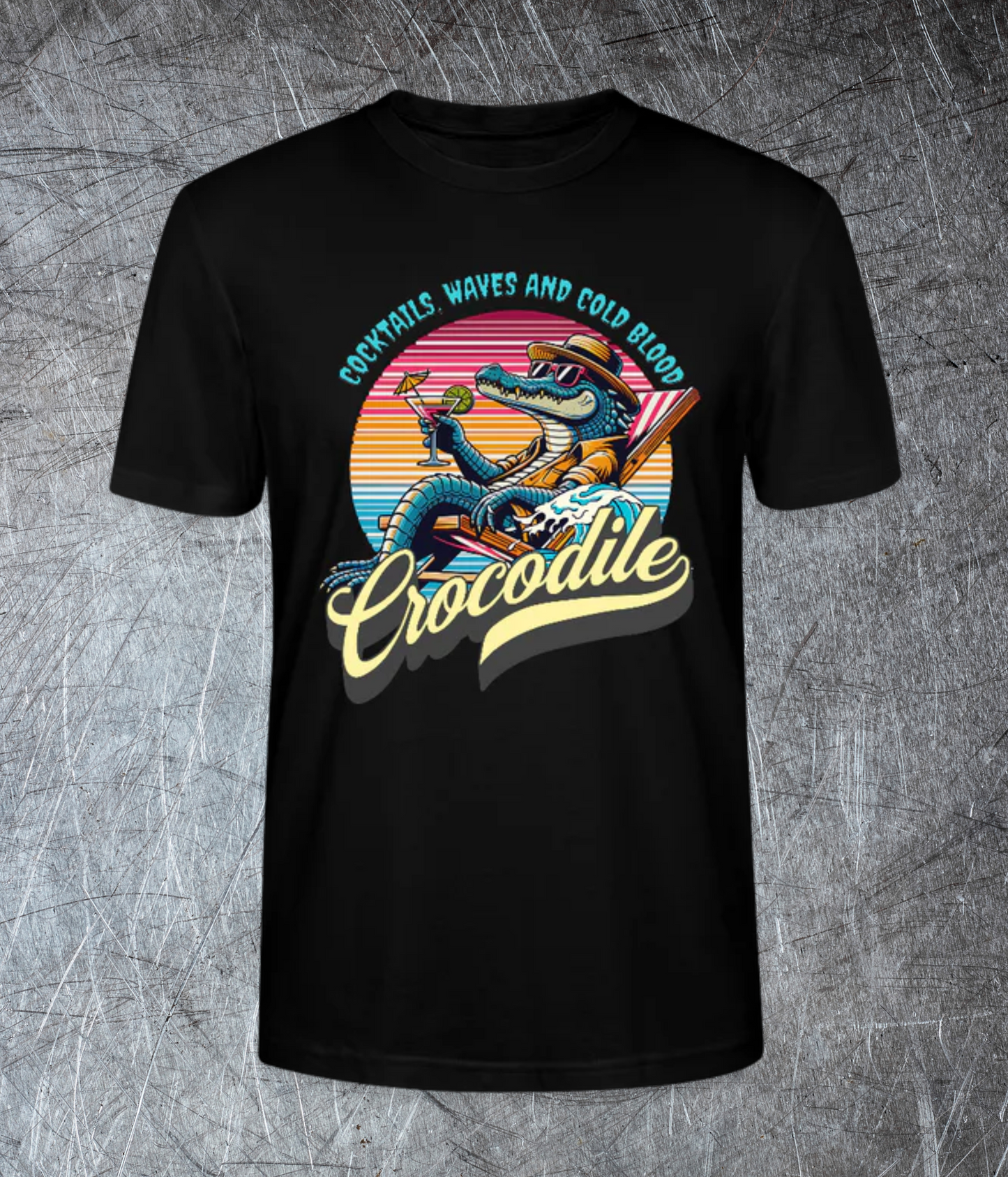 Cocktails, Waves & Cold Blood – Crocodile Chill  Premium T-Shirt