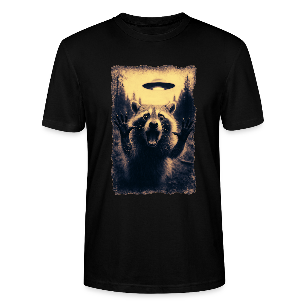 Waschbär und Ufo/ Premium T-Shirt - Schwarz
