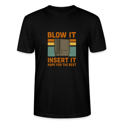 Retro Gaming T-Shirt – Blow It Insert It Hope for the Best | 80s Konsole Premium T-Shirt